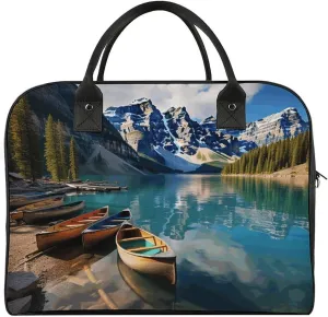 Multi-functional Travel Bag, Moraine Lake Canoes Print Travel Handbag Travel Tote Bag Carry-on Bag Overnight Bag Weekend Bag