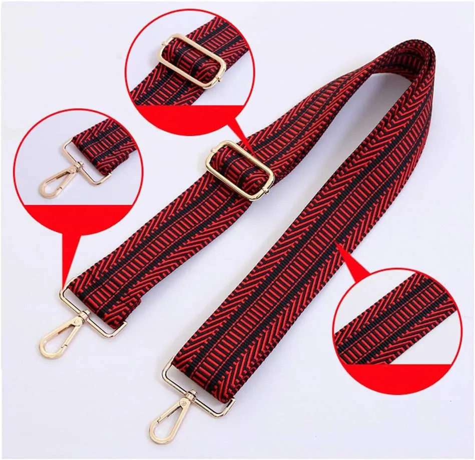 Multicolor Canvas 2" Wide Strap Replacement Purse Strap Replacement Removable Crossbody Strap for Handbags