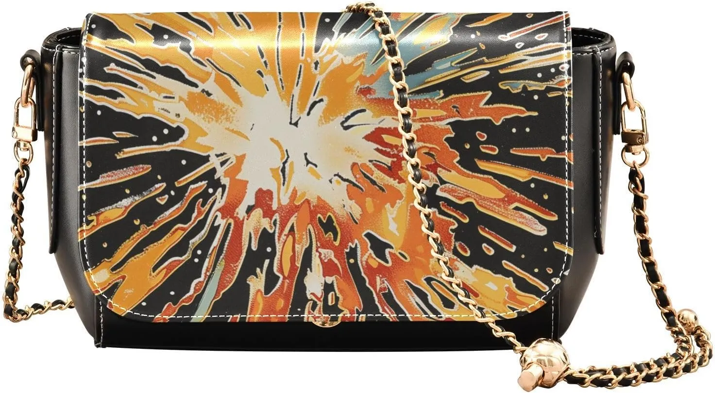 Multicolored Explosion SparksShoulder Bag Crossbody for Women Trendy Over Shoulder Purse with Credit Card Slots Sling Backpack