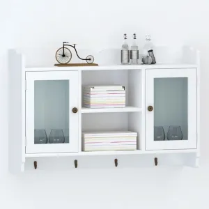 Multifunctional Shelves Bedroom ShelvesWhite MDF Wall Cabinet Display Shelf Book/DVD/Glass StorageSuitable for Bedroom Living Room