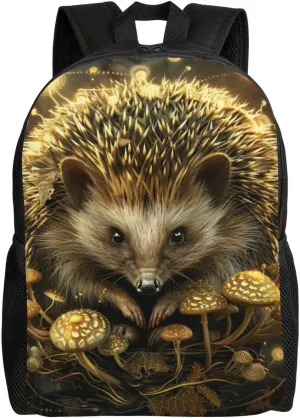 Mushroom Hedgehog Backpack Waterproof Anti Theft Durable Light Laptop Bag Backpacks For Women Men Travel Gym Backpack