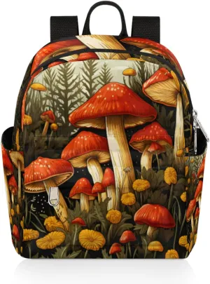 Mushrooms and Flowers Mini Backpack Purse for Women Lightweight Shoulder Bag Women Shopping Backpack Small Backpacks Purse