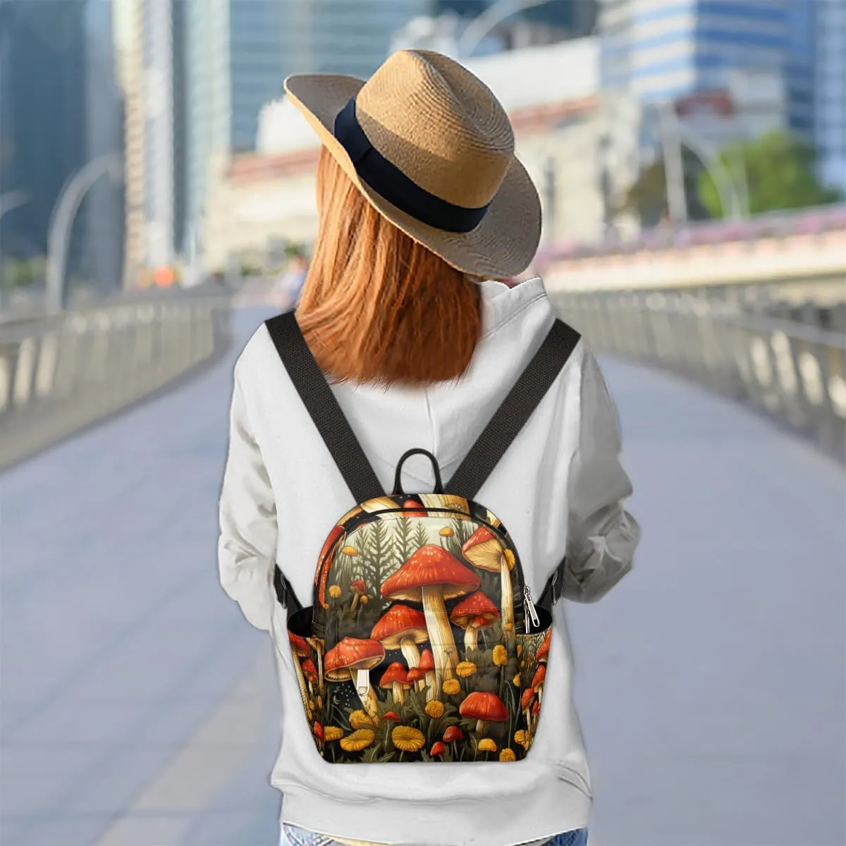Mushrooms and Flowers Mini Backpack Purse for Women Lightweight Shoulder Bag Women Shopping Backpack Small Backpacks Purse