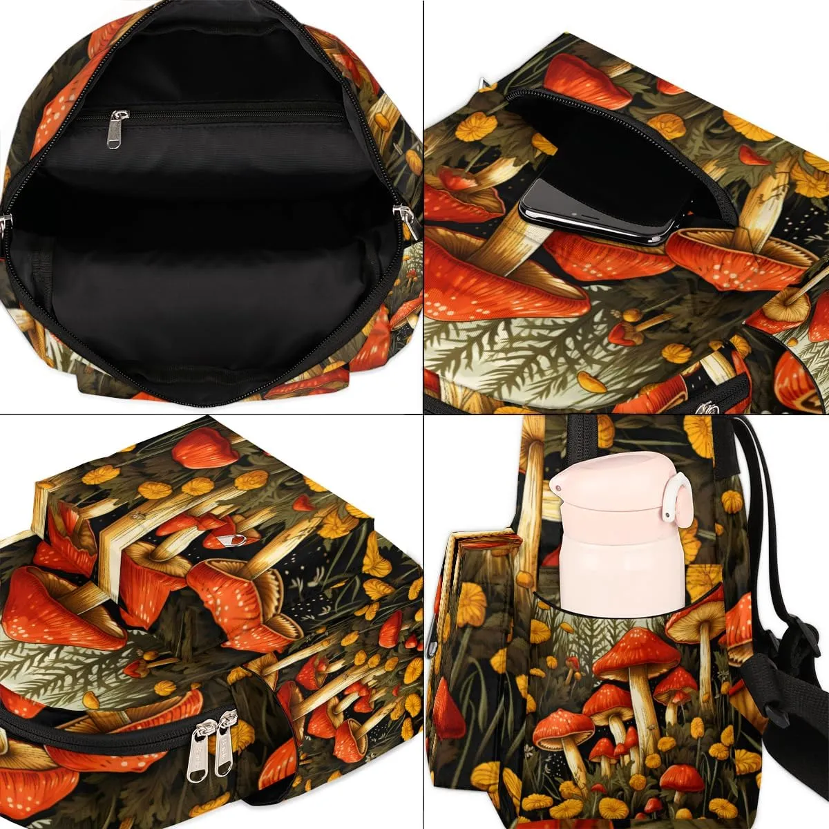 Mushrooms and Flowers Mini Backpack Purse for Women Lightweight Shoulder Bag Women Shopping Backpack Small Backpacks Purse