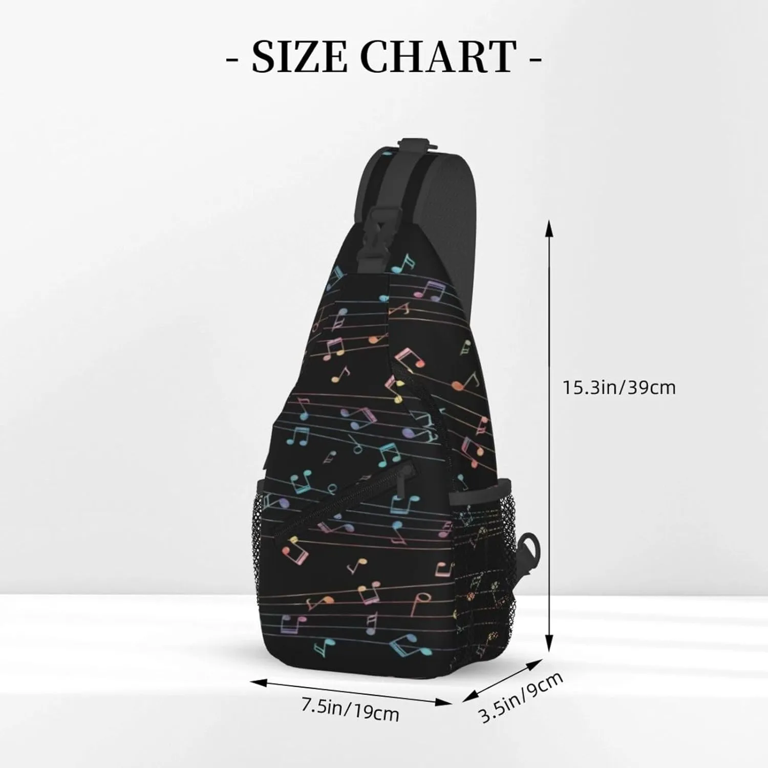 Music Note Sling Bag Cute Piano Crossbody Backpack Shoulder Chest Bags for Men Women Runners Cycling Travel Walking