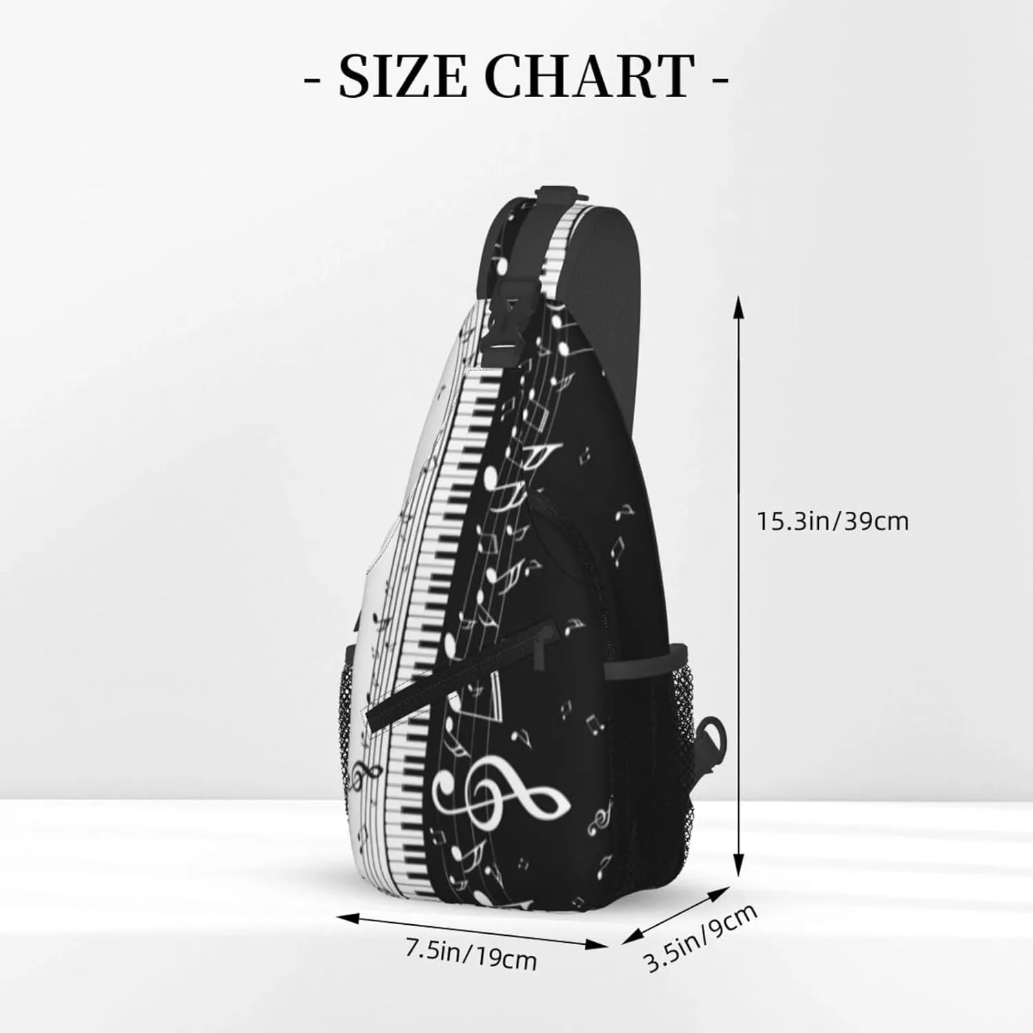 Music Note Sling Bag Cute Piano Crossbody Backpack Shoulder Chest Bags for Men Women Runners Cycling Travel Walking