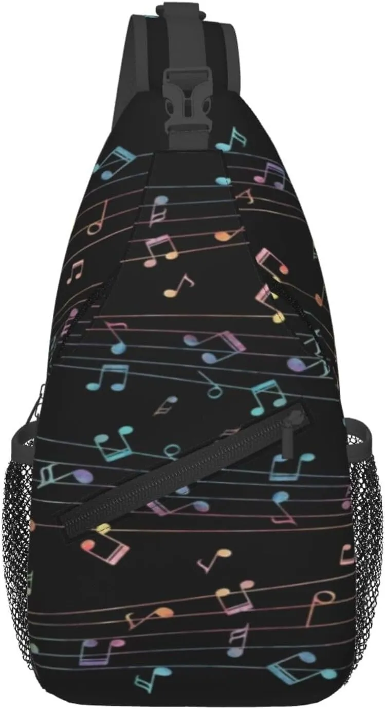 Music Note Sling Bag Cute Piano Crossbody Backpack Shoulder Chest Bags for Men Women Runners Cycling Travel Walking