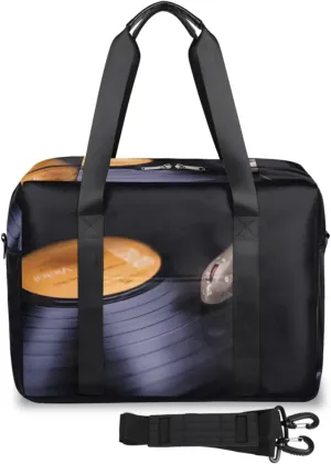Musical Disk Weekender Bag, Waterproof Travel Duffel Bags, Overnight Bags for Women, Duffel Bag with Trolley Sleeve, For Men Travel Business Gym Gift