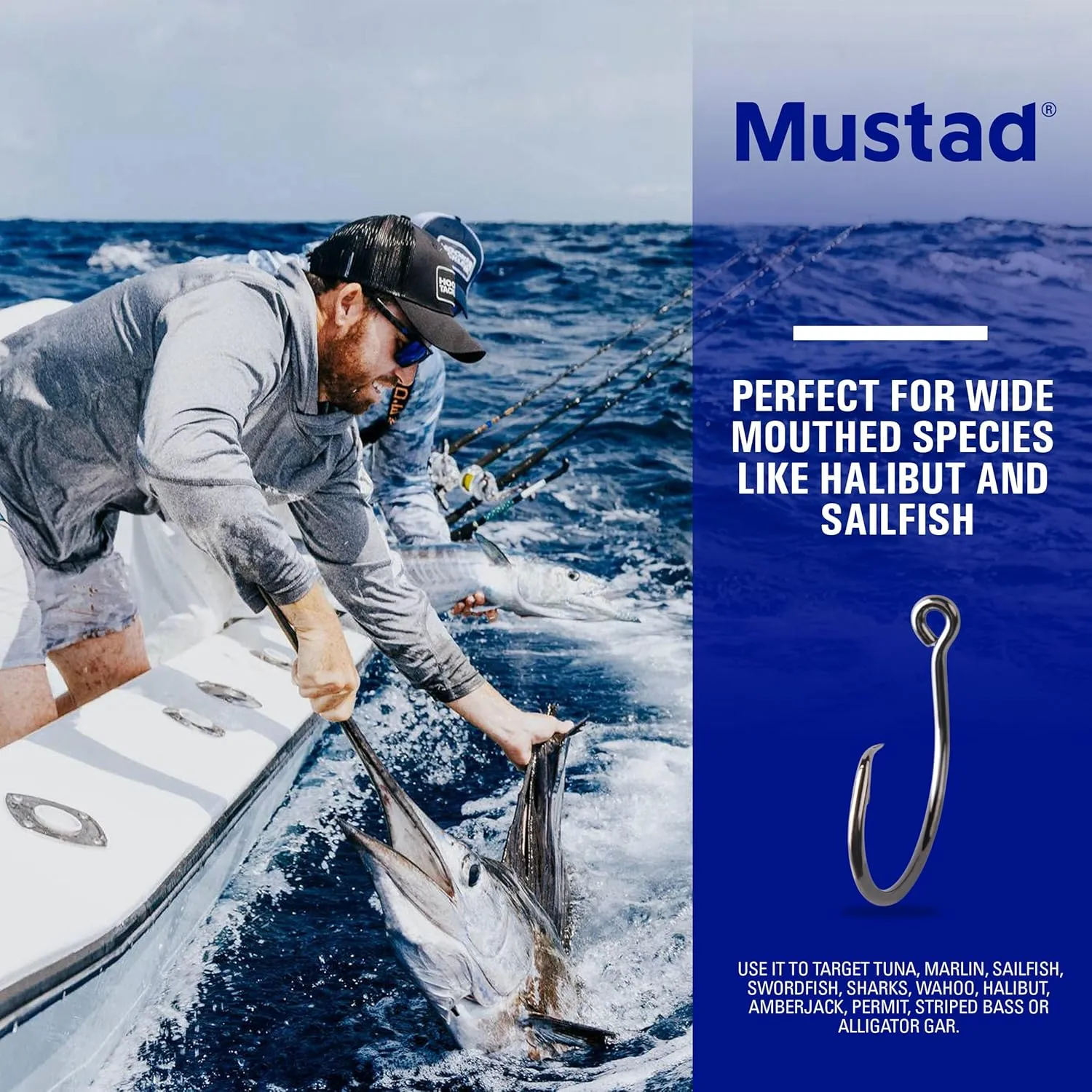Mustad Demon Perfect Wide Gap Inline Circle Hook, 39948NP-2X Strong Fishing Hooks, Ideal for Saltwater & Freshwater Fishing, Original Patented Design - Black Nickel Finish