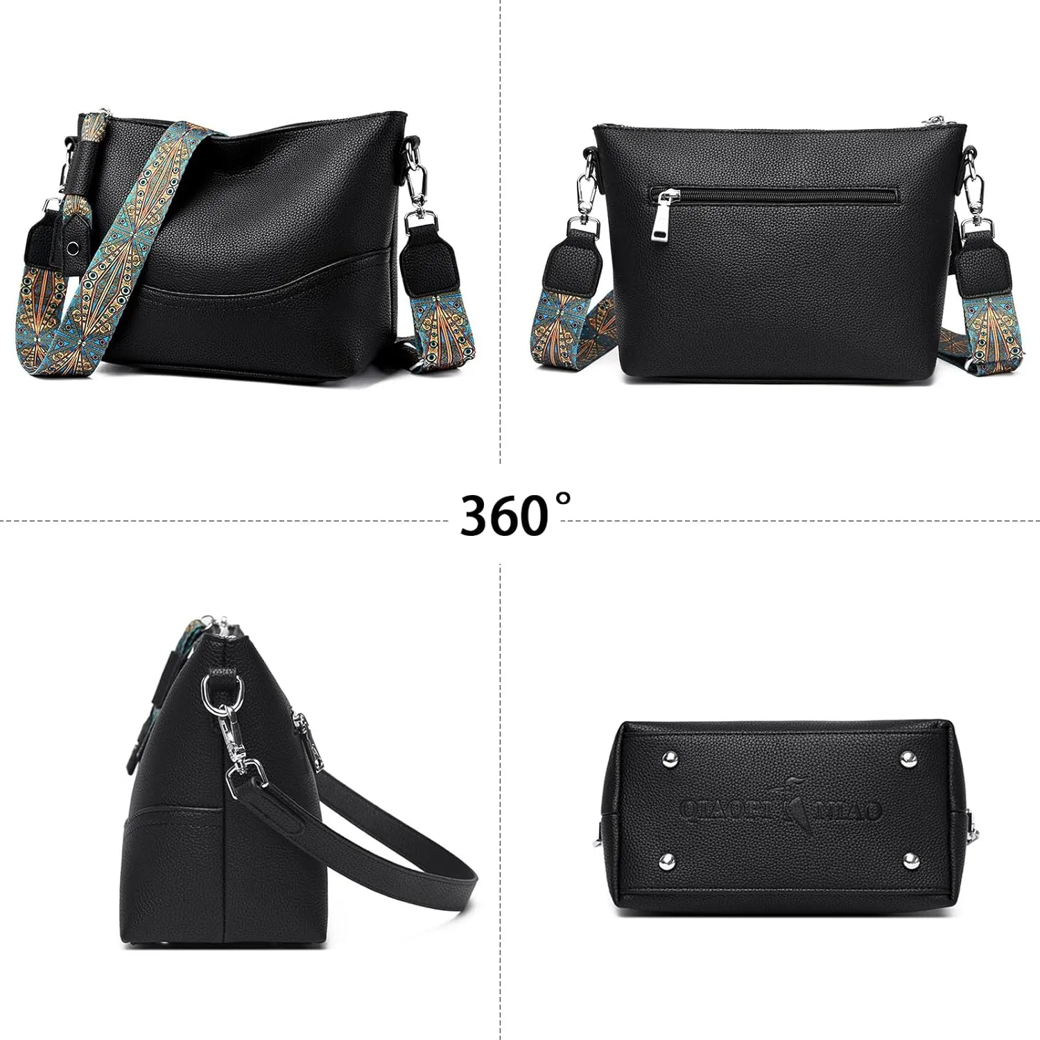 MYHOZEE Crossbody Bags for Women Leather Crossbody Purses With Adjustable Guitar Strap Trendy Hobo Women's Shoulder Bag