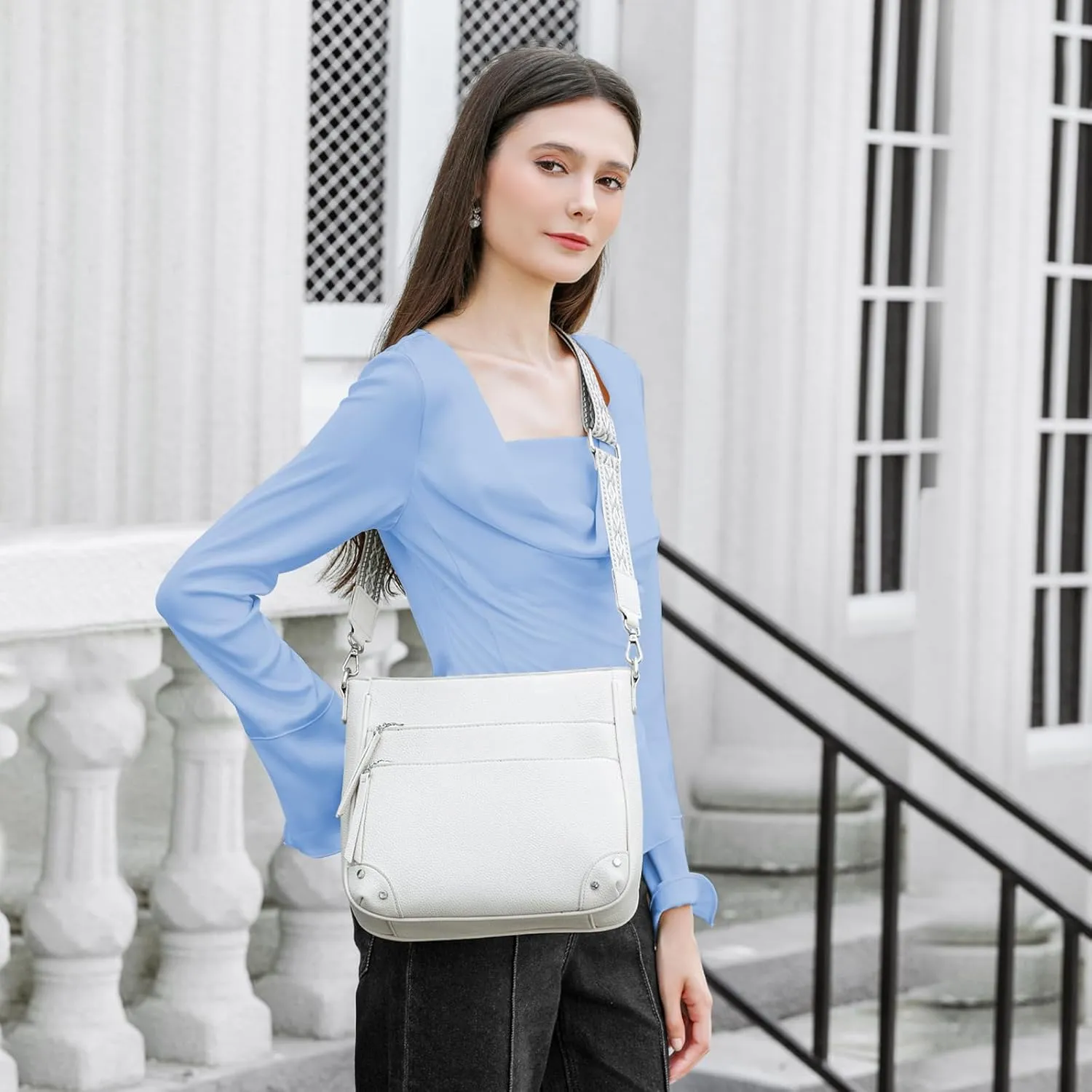 MYHOZEE Crossbody Bags for Women Leather Crossbody Purses With Adjustable Guitar Strap Trendy Hobo Women's Shoulder Bag