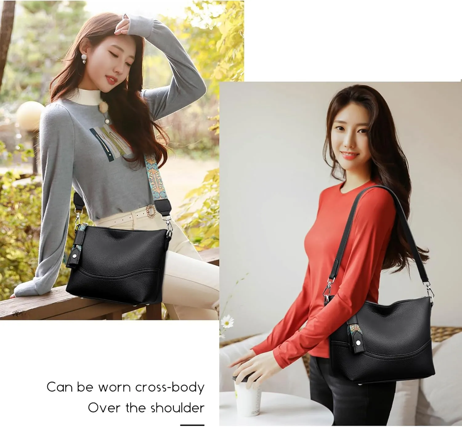 MYHOZEE Crossbody Bags for Women Leather Crossbody Purses With Adjustable Guitar Strap Trendy Hobo Women's Shoulder Bag