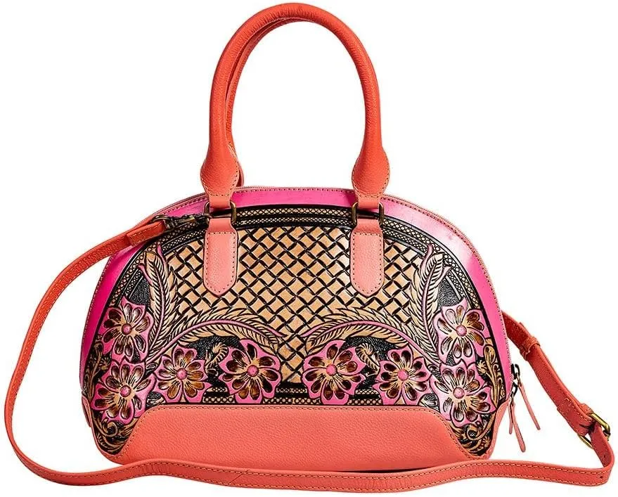 Myra Bag Shoulder Handbag for Women - Western Leather Bag Salmon