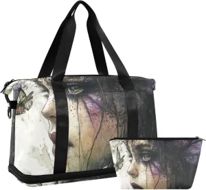 Mysterious Beauty Gym Bag Weekender Overnight Bag with Adjustable Strap for Hiking Waterproof