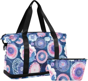 mystery Travel Duffel Bags Carry On Tote Bags Large Gym Bag with Toiletry Bag for Hiking Multifunctional