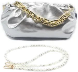 NAARIIAN Women‘s cloud-shape dumpling bags | Chunky chain clutch purses | Detachable shoulder strap Evening Handbags