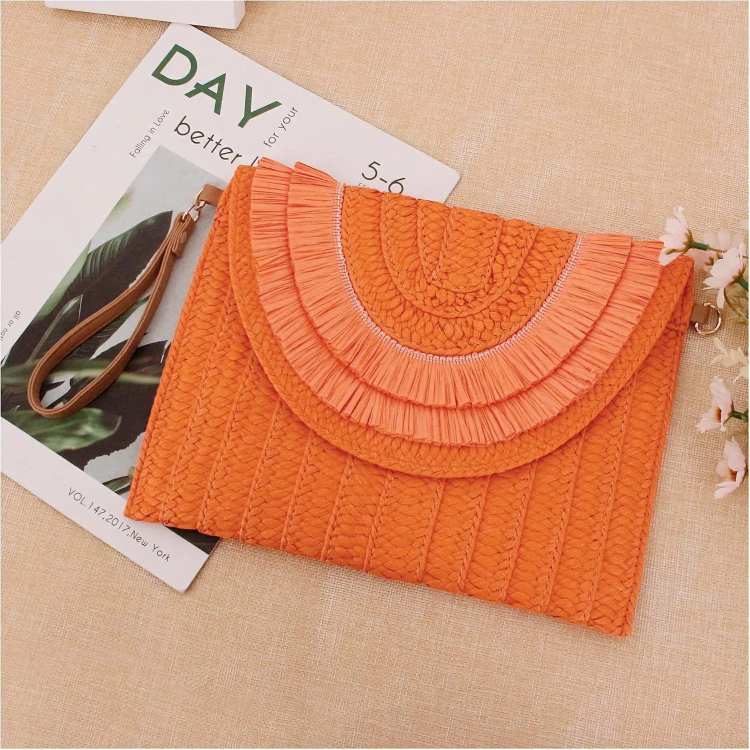 Naimo Women Straw Clutch Purses Crossbody Bags Shoulder Bag Rattan Handbag Envelope Wallet Summer Beach Bag
