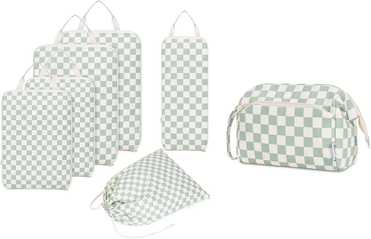 Narwey Large Wide-open Makeup Bag with 6 Set Compression Packing Cubes