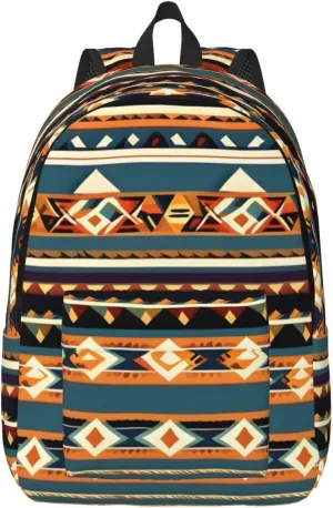 Native American Pattern Print Canvas Laptop Backpack Outdoor Casual Travel Bag Daypack Book Bag For Men Women