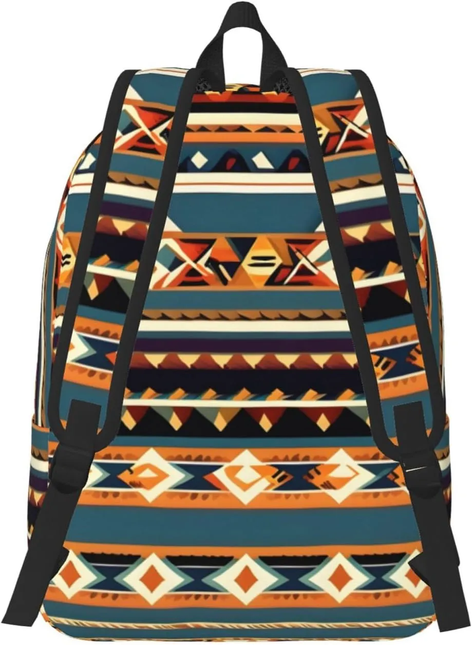 Native American Pattern Print Canvas Laptop Backpack Outdoor Casual Travel Bag Daypack Book Bag For Men Women