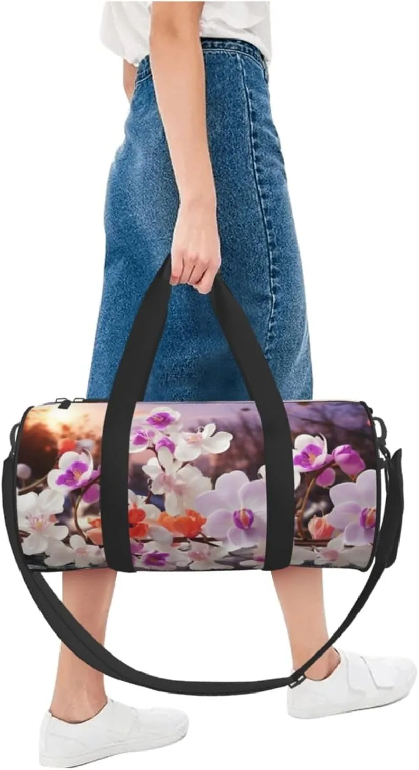 Nature Floral Spring Travel Duffle Bag for Men Women Sport Gym Bag Foldable Weekender Bag Carry on Overnight Bag for Travel Swimming Basketball
