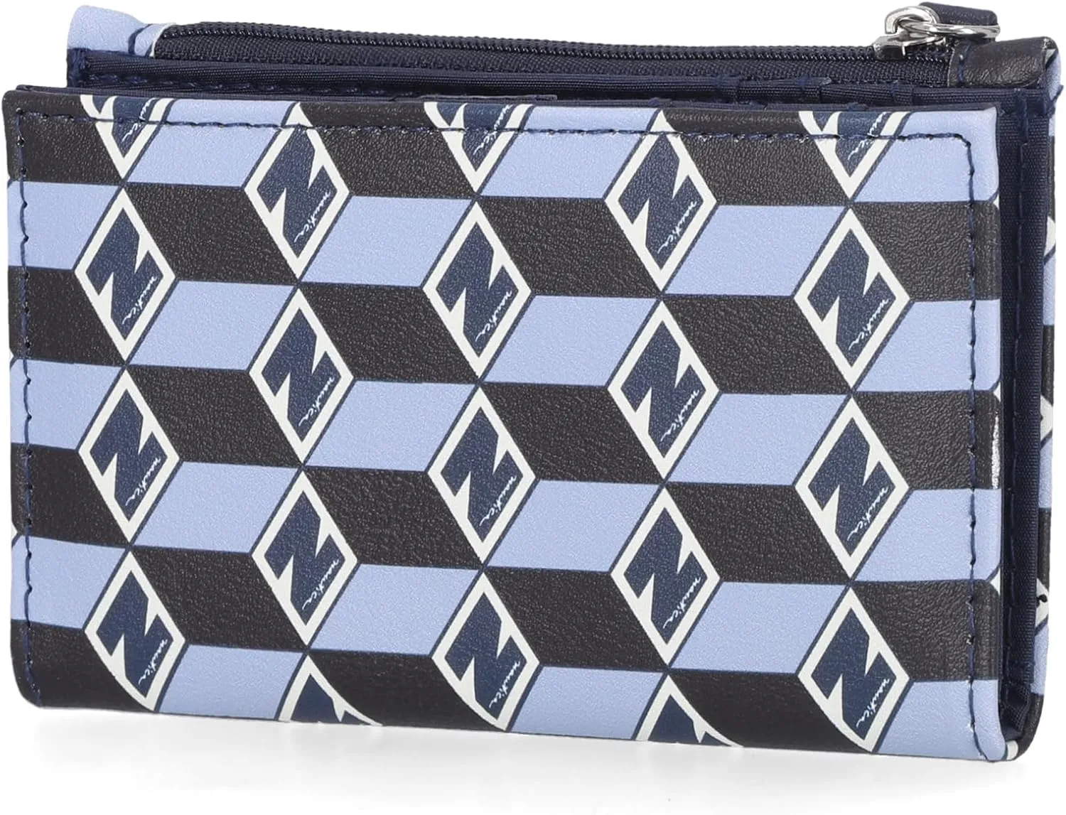 Nautica High Tide Small Wallet for Women, RFID Blocking Slim Credit Card Holder with Zipper Coin Pocket, Bifold Compact Wallet with ID Window, Glacial Blue