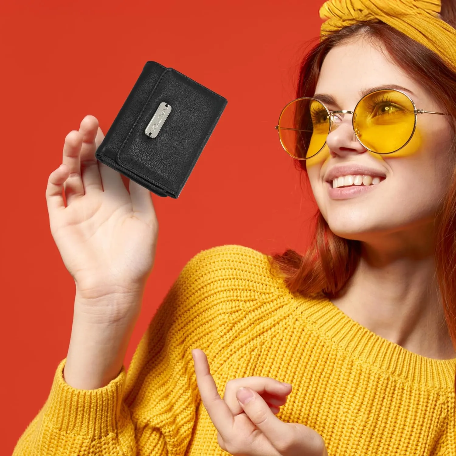 Nautica Rower's End Small Wallet for Women, RFID Blocking Slim Credit Card Holder with Zipper Coin Pocket, Bifold Compact Wallet with ID Window in Black Logo
