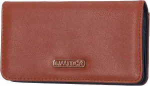 Nautica Seaside Slim Womens Wallet RFID Blocking Credit Card Holder, Coin Purse, Checkbook Organizer Clutch, Small Vegan Leather Wallet for Travel, Earth