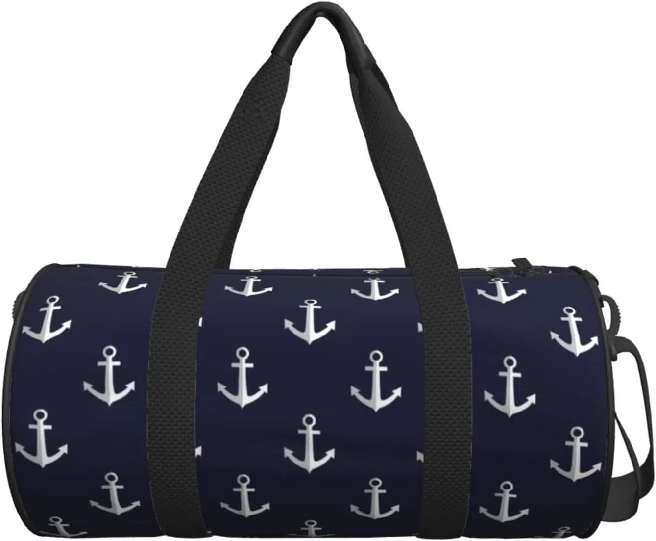Nautical Anchors Navy Sports Gym Bag Travel Duffel Bag Shoes Compartment For Men Women Foldable Lightweight Yoga Gym Sports Bag