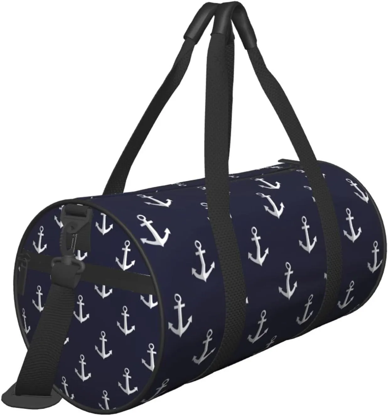 Nautical Anchors Navy Sports Gym Bag Travel Duffel Bag Shoes Compartment For Men Women Foldable Lightweight Yoga Gym Sports Bag
