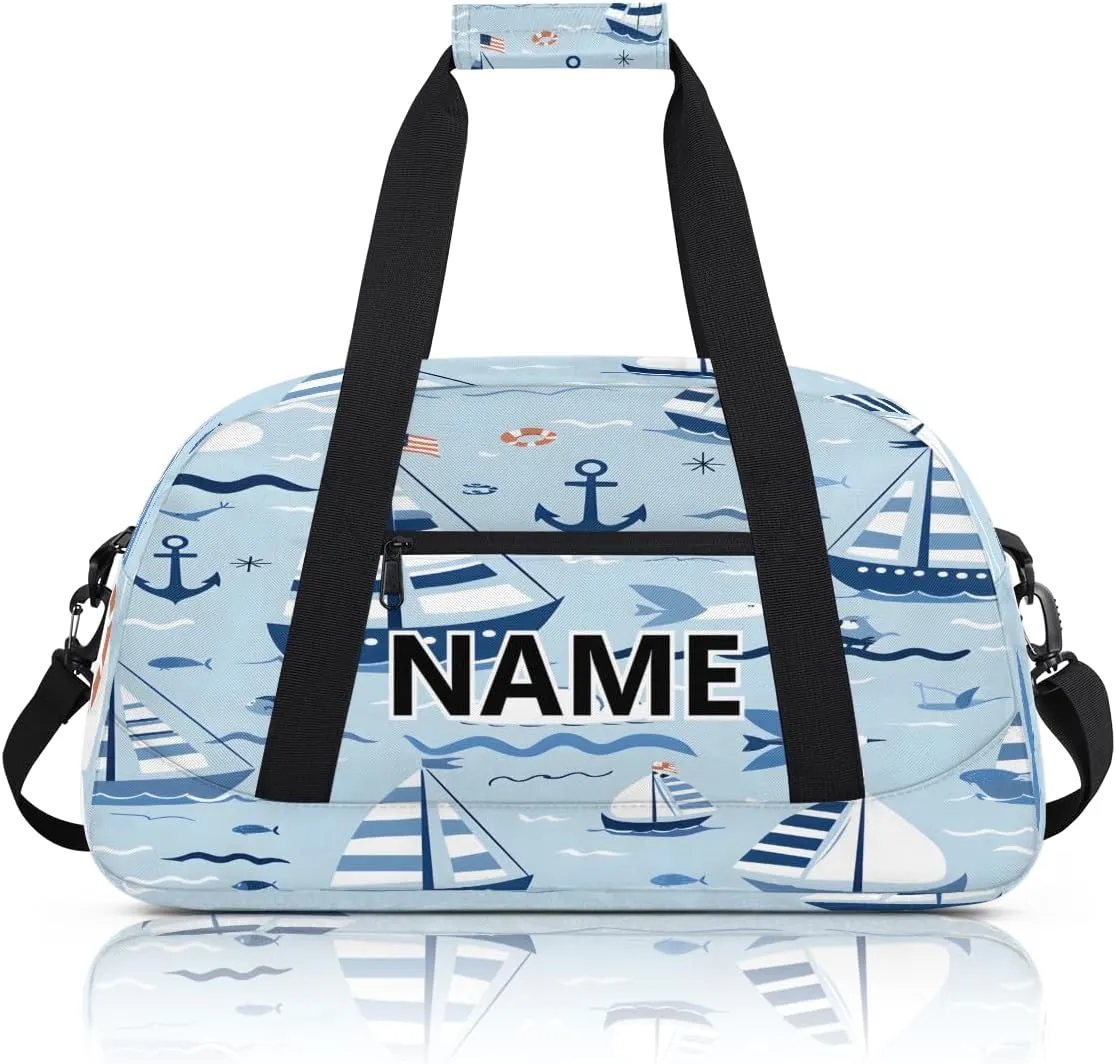 Nautical Sailing Mini Gym Bag 18 inch for Women Men Waterproof Custom Ocean Themed Travel Duffel Bag Carry On Overnight Tote Nurse Bag for Work Fitness Hiking
