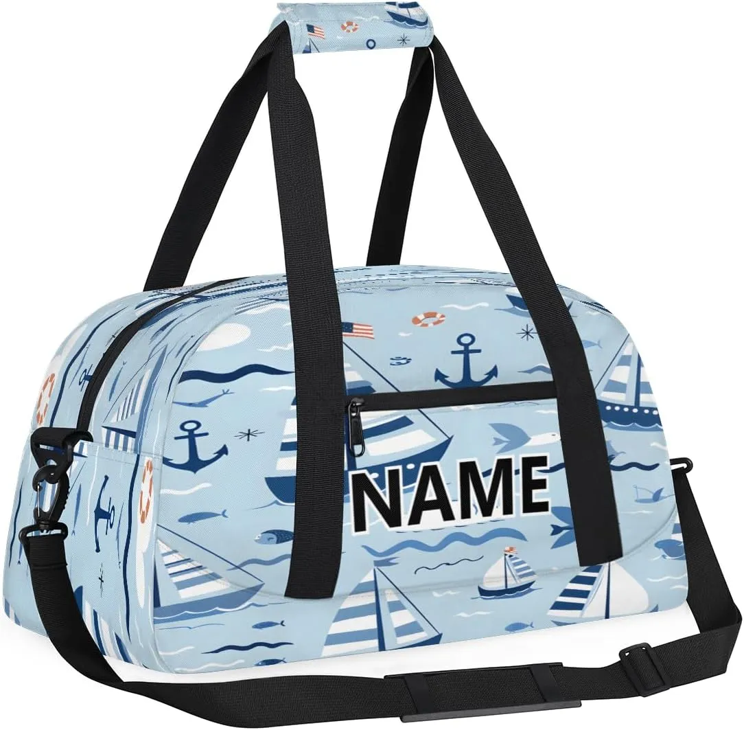 Nautical Sailing Mini Gym Bag 18 inch for Women Men Waterproof Custom Ocean Themed Travel Duffel Bag Carry On Overnight Tote Nurse Bag for Work Fitness Hiking