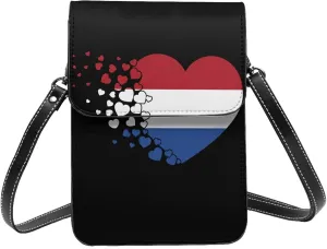 Netherlands Dutch Hollander Netherlander Heart Shaped Flag Small Crossbody Bag Is A Shoulder Bag Designed For Women And Girls Cell Phone Crossbody Wallet Purses With Card Slots Adjustable Strap