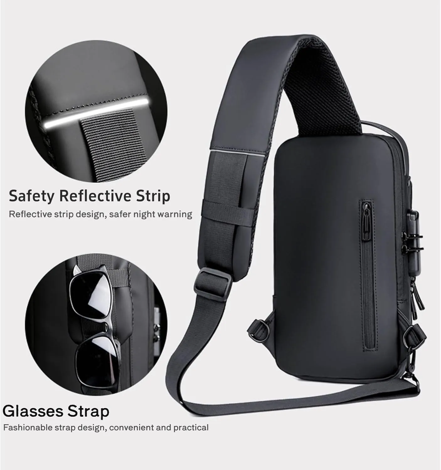 New Carbon Fiber Streamline Anti-Theft Sling Bag, USB Charging Waterproof Shoulder Backpacks, Sport Crossbody Bag (Dark blue)