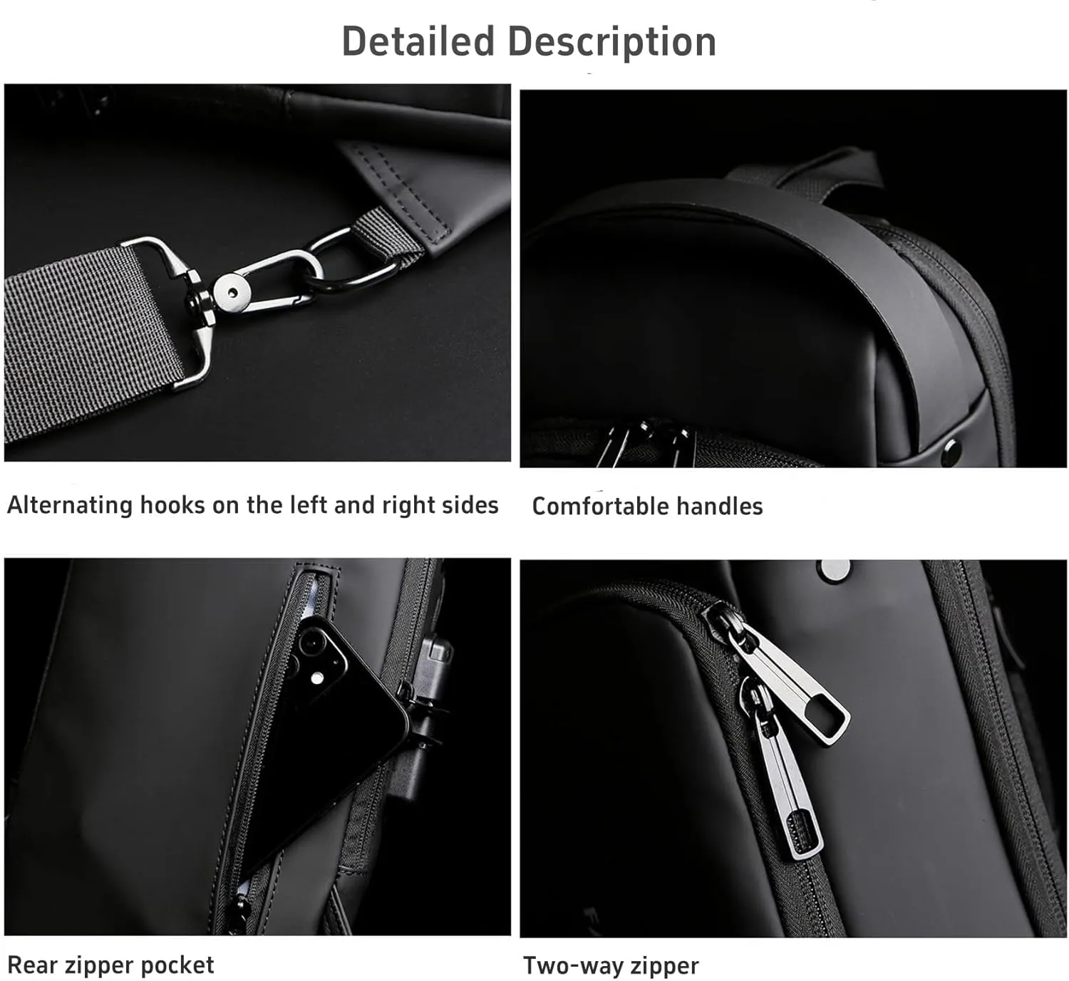 New Carbon Fiber Streamline Anti-Theft Sling Bag, USB Charging Waterproof Shoulder Backpacks, Sport Crossbody Bag (Dark blue)