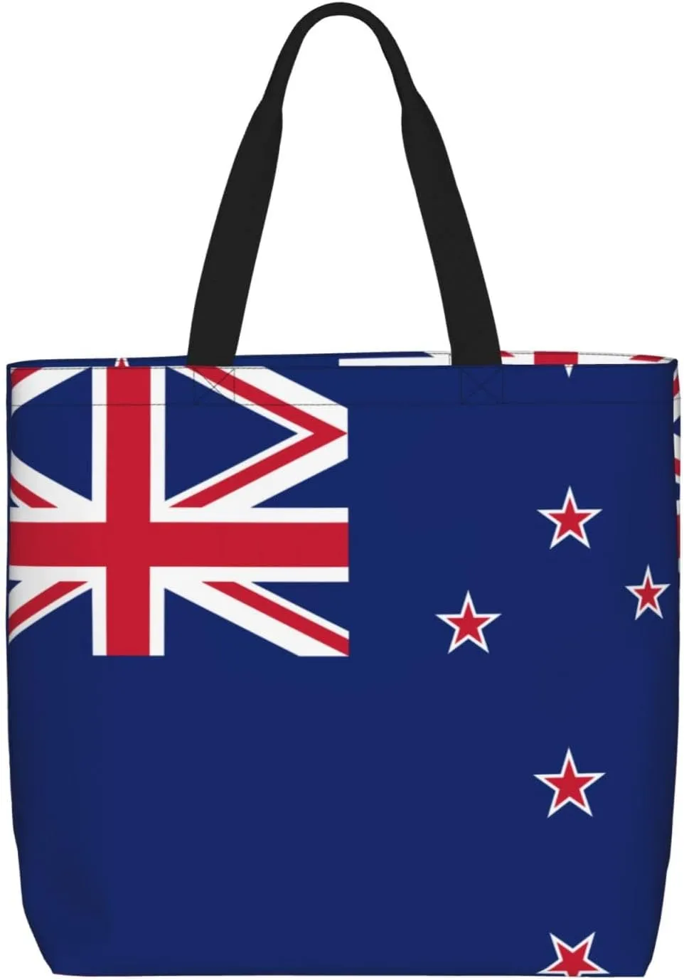 New Zealand Flag Women's Casual Tote Bags, Reusable Tote Shoulder Bags, Multi-Function Large Capacity Shopping Bags