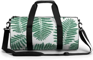 New Zealand Maori Fern Gym Bag for Men Women Cylindrical Gym Duffle Bags Travel Sports Carryon Gymbag 17.7in/9in/9in
