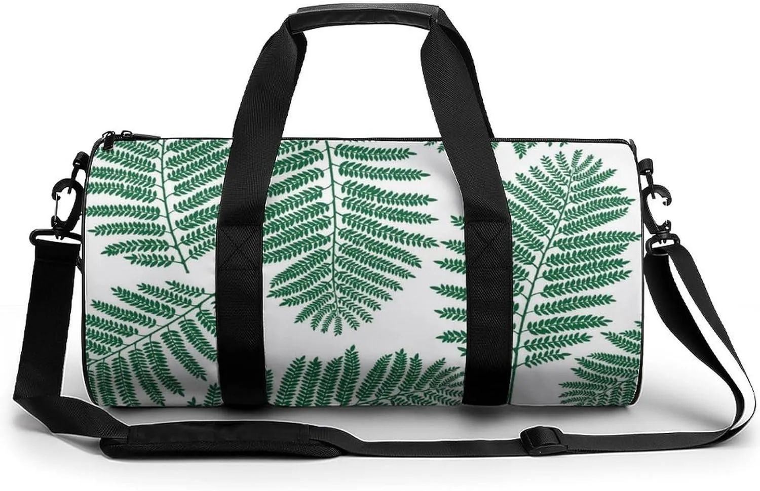 New Zealand Maori Fern Gym Bag for Men Women Cylindrical Gym Duffle Bags Travel Sports Carryon Gymbag 17.7in/9in/9in