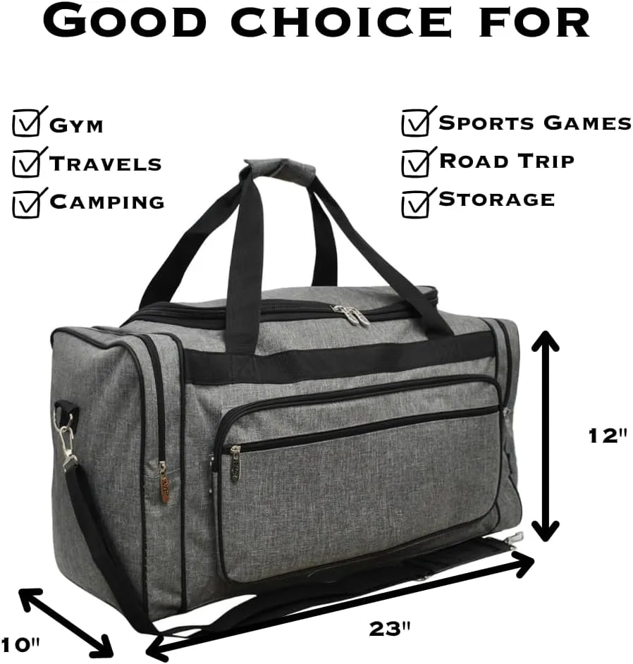 NGIL Canvas 20" inch Duffle Bag (Gray Crosshatch)