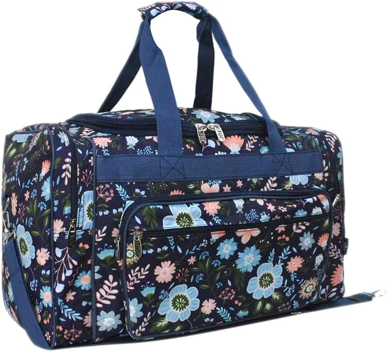 NGIL Canvas 20" inch Duffle Bag (Pastel Floral-Navy)