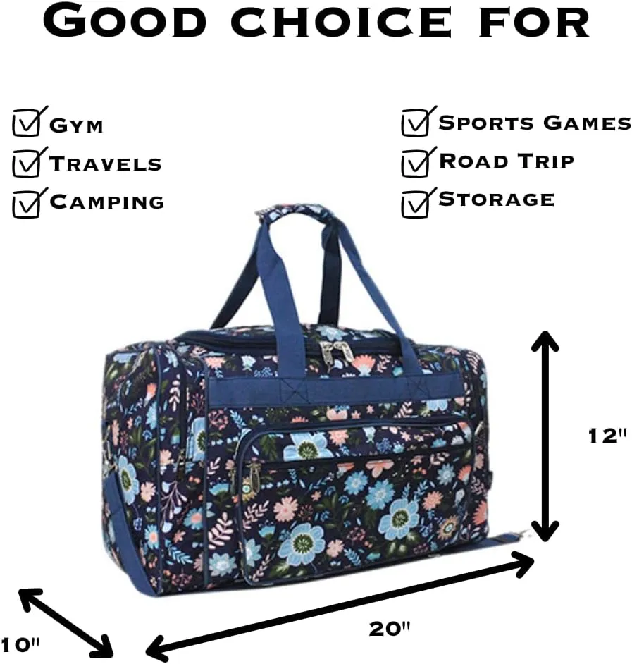 NGIL Canvas 20" inch Duffle Bag (Pastel Floral-Navy)