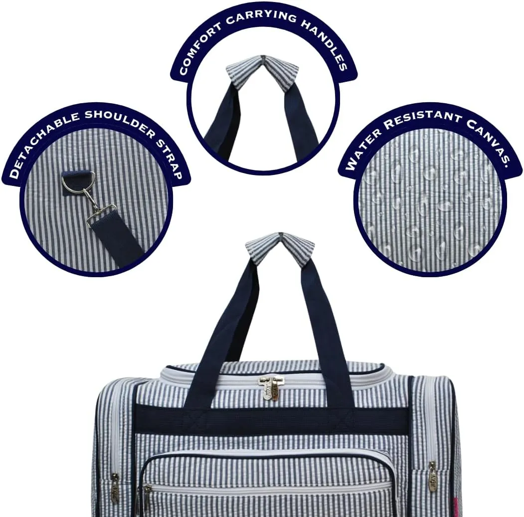 NGIL Canvas 20" inch Duffle Bag (Seersucker-Navy)