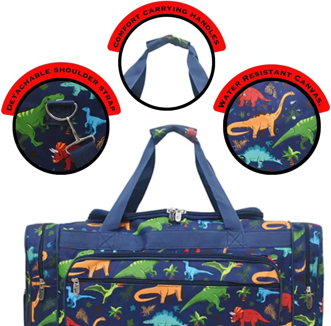 NGIL Canvas 23" inch Duffle Bag (Dino World-Navy)