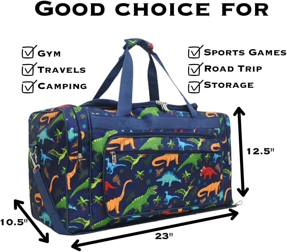 NGIL Canvas 23" inch Duffle Bag (Dino World-Navy)