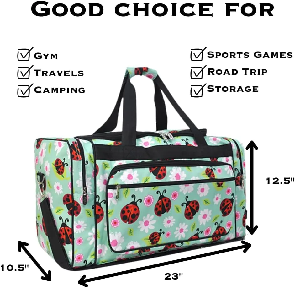 NGIL Canvas 23" inch Duffle Bag (Lady Bug-Black)