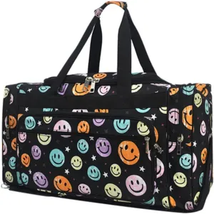 NGIL Canvas 23" inch Duffle Bag (Rainbow Smiles-Black)