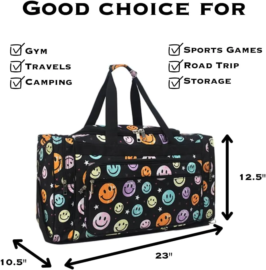NGIL Canvas 23" inch Duffle Bag (Rainbow Smiles-Black)