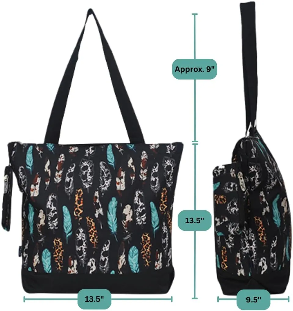 NGIL Medium Top Zipper Closure Canvas Tote Bag with Attached Matching Coin Purse For Moms and Nurses
