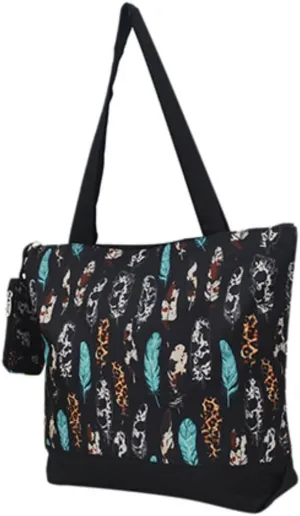 NGIL Medium Top Zipper Closure Canvas Tote Bag with Attached Matching Coin Purse For Moms and Nurses