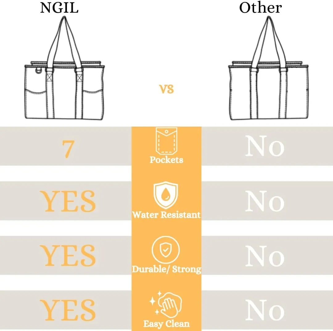 NGIL Utility Water Resistant Tote Bag, Top Zipper Closure, Perfect Gifts for Working Women, Nurses, Gym bag